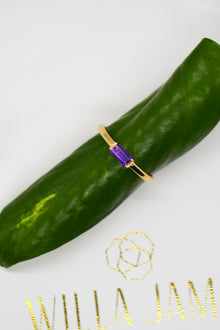 Matthew Collection 14K Gold Plate Petite East/West Amethyst Baguette Stack Ring