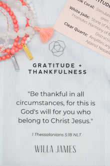 Gratitude + Thankfulness 14K Gold Plate 5mm Coral Stretch Bracelet