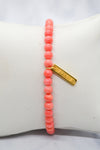 Gratitude + Thankfulness 14K Gold Plate 5mm Coral Stretch Bracelet
