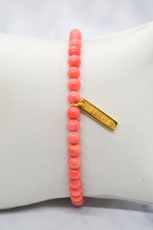 Gratitude + Thankfulness 14K Gold Plate 5mm Coral Stretch Bracelet