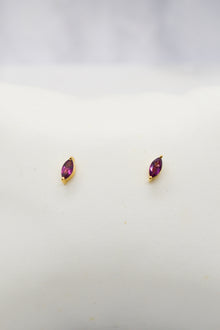 Luke Collection 14K Gold Plate Petite Marquise Rhodolite Stud Earrings