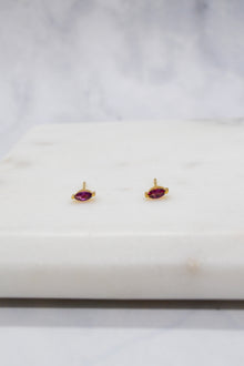 Luke Collection 14K Gold Plate Petite Marquise Rhodolite Stud Earrings
