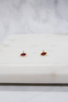 Luke Collection 14K Gold Plate Petite Marquise Rhodolite Stud Earrings