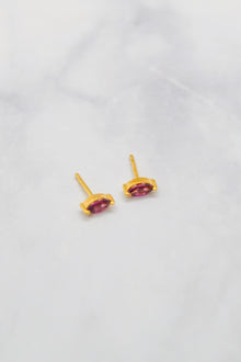 Luke Collection 14K Gold Plate Petite Marquise Rhodolite Stud Earrings