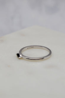 Luke Collection White Rhodium Plate Petite Marquise Onyx Stack Ring