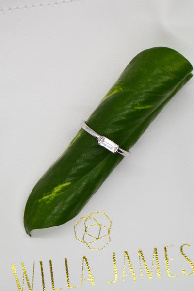 Matthew Collection White Rhodium Plate Petite East/West Clear Quartz Baguette Stack Ring