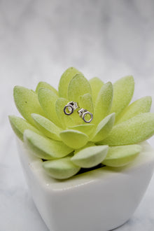 Corinthians Collection White Rhodium Plate 7-Sided Petite Stud Earrings