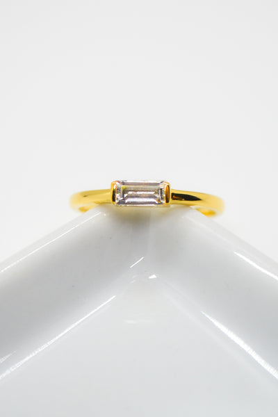 Matthew Collection 14K Gold Plate Petite East/West Clear Quartz Baguette Stack Ring