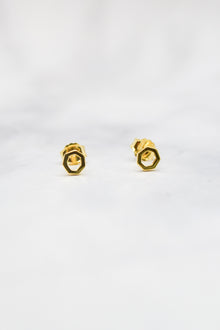 Corinthians Collection 14K Gold Plate 7-Sided Petite Stud Earrings