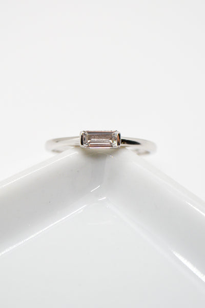 Matthew Collection White Rhodium Plate Petite East/West Clear Quartz Baguette Stack Ring