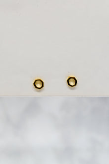 Corinthians Collection 14K Gold Plate 7-Sided Petite Stud Earrings