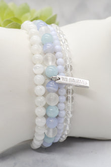 Motherhood Collection White Rhodium Plate Multi Gem Set of 4 Stretch Bracelets