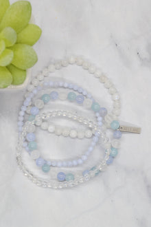 Motherhood Collection White Rhodium Plate Multi Gem Set of 4 Stretch Bracelets
