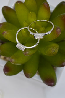 Matthew Collection White Rhodium Plate Petite East/West Clear Quartz Baguette Stack Ring