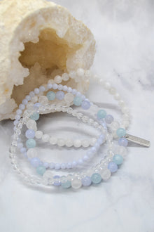 Motherhood Collection White Rhodium Plate Multi Gem Set of 4 Stretch Bracelets