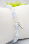 Motherhood Collection White Rhodium Plate Aquamarine, Blue Lace Agate and Clear Quartz Bracelet