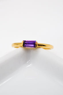 Matthew Collection 14K Gold Plate Petite East/West Amethyst Baguette Stack Ring
