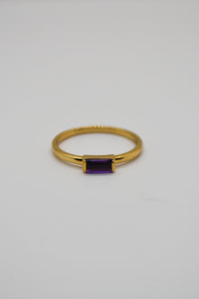 Matthew Collection 14K Gold Plate Petite East/West Amethyst Baguette Stack Ring