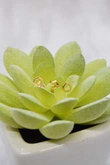 Corinthians Collection 14K Gold Plate 7-Sided Petite Stud Earrings