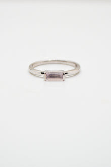 Matthew Collection White Rhodium Plate Petite East/West Rose Quartz Baguette Stack Ring