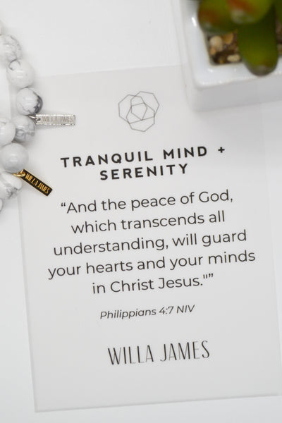 Tranquil Mind and Serenity 14K Gold Plate 12mm Polished Howlite Stretch Bracelet