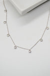 Corinthians Collection White Rhodium Plate 14” + 2” Faceted Clear Quartz Dangle Choker Necklace