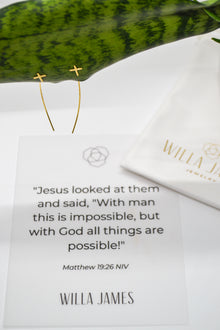 Matthew Collection 14K Plate Polished Cross Threader Wire Dangle Earrings