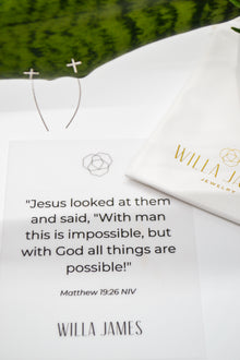 Matthew Collections White Rhodium Plate Polished Cross Wire Threader Earrings