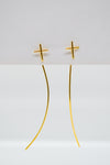 Matthew Collection 14K Plate Polished Cross Threader Wire Dangle Earrings