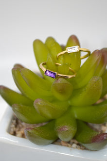 Matthew Collection 14K Gold Plate Petite East/West Amethyst Baguette Stack Ring