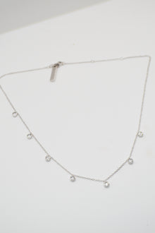 Corinthians Collection White Rhodium Plate 14” + 2” Faceted Clear Quartz Dangle Choker Necklace