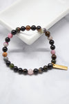 Friendship and Family 14K Plate 6mm Tourmaline Stretch Bracelet