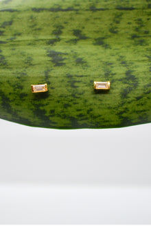 Matthew Collection 14K Plate East/West Clear Quartz Baguette Stud Earrings