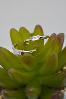 Matthew Collection White Rhodium Plate Petite East/West Clear Quartz Baguette Stack Ring