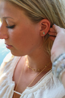 Ecclesiastes Collection 14K Gold Plate Sterling Silver Triple Marquise Amazonite Stud Earrings