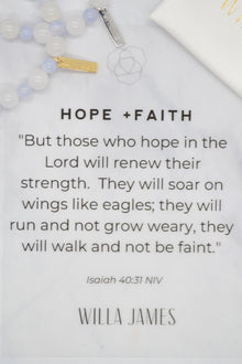 Hope and Faith 14K Gold Plate White Jade and Blue Lace Agate Stretch Bracelet