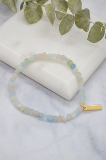 Inner Strength and Determination 14K Gold Plate Morganite Stretch Bracelet