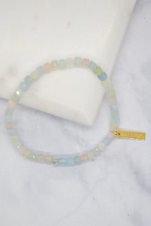 Inner Strength and Determination 14K Gold Plate Morganite Stretch Bracelet