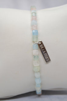 Inner Strength and Determination White Rhodium Plate Morganite Stretch Bracelet