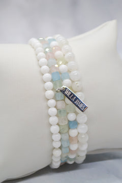 Inner Strength and Determination White Rhodium Plate Set of 4 Gemstone Bracelets