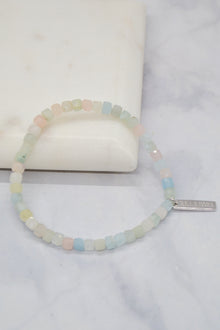 Inner Strength and Determination White Rhodium Plate Morganite Stretch Bracelet