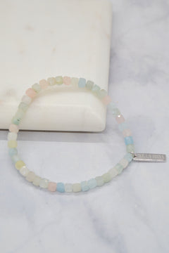 Inner Strength and Determination White Rhodium Plate Morganite Stretch Bracelet