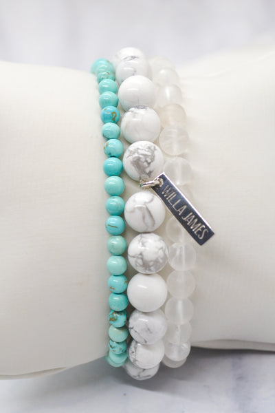 Tranquil Mind and Serenity White Rhodium Plate Set of 3 Bracelets