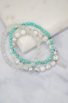 Tranquil Mind and Serenity White Rhodium Plate Set of 3 Bracelets