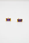 Matthew Collection 14K Gold Plate East/West Amethyst Baguette Stud Earrings