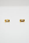 Matthew Collection 14K Plate East/West Clear Quartz Baguette Stud Earrings