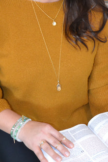 Isaiah Collection 14K Gold Plate 26” + 2” Heptagon Clear Quartz Pendant Necklace