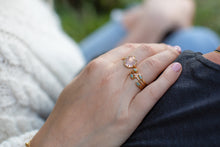 Isaiah Collection 14K Gold Plate Petite White Topaz Cross Ring