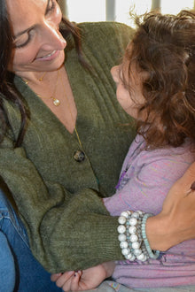 Tranquil Mind and Serenity 14K Gold Plate 12mm Polished Howlite Stretch Bracelet