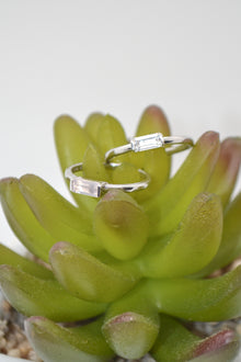 Matthew Collection White Rhodium Plate Petite East/West Rose Quartz Baguette Stack Ring